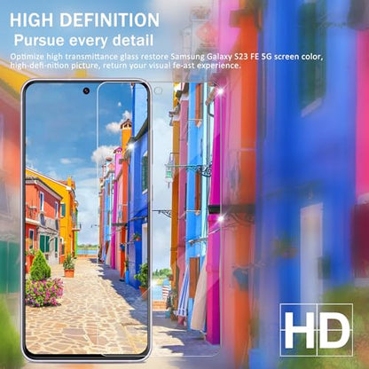 Galaxy S23 FE HD Clear Tempered Glass Screen Protector + Camera Lens Protectors, [2+2 Pack] [3D Glass] [Fingerprint Support] Screen Protector Glass For Samsung Galaxy S23 FE - size: Galaxy S23 FE