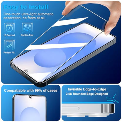 Samcorn [3+3 Pack Pack Galaxy A17 5G Screen Protector, HD Clear Tempered Glass, Fingerprint Unlock, 3D Curved, Scratch Resistant, No Bubble for Samsung Galaxy A17 5G Glass Screen Protector