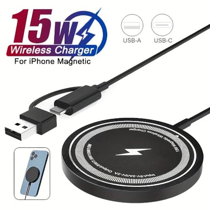 15W Magnetic Wireless Charger, Fast Wireless Charging Pad Compatible with Magnetic Cases, Universal for Smartphones - color: Black, size: 3Pack
