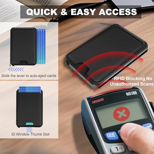Magsafe Wallet with Adjustable Stand, Magnetic Phone Card Holder - color: Leather Stand No Clip - Ebony Black