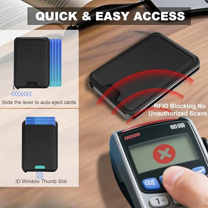 Magsafe Wallet with Adjustable Stand, Magnetic Phone Card Holder - color: Leather Stand No Clip - Ebony Black