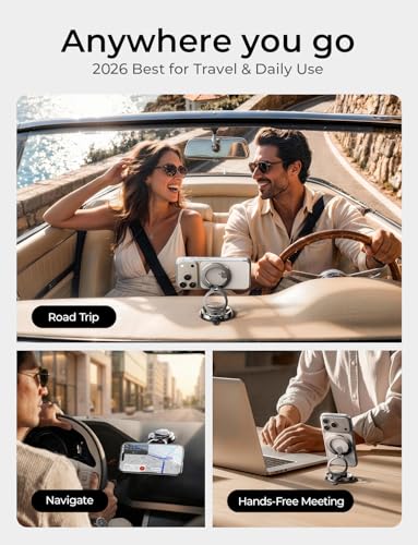 LISEN Suction Phone Mount for Vacuum for iPhone 18 Pro Max Car Mount Holder [All-Metal & Nano Gel 98+LBS Suction], 360 Adjustable Magnetic Phone Holder for Car Magsafe Car Mount, Silver - color: Silver