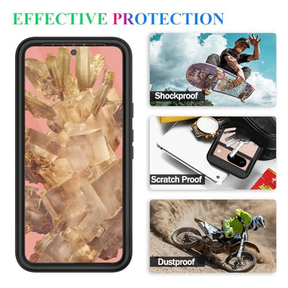 Compatible with Google Pixel 8 Case, Built in Screen Protector Full Body Shockproof Slim Fit Bumper Protective Phone Cover Men Women-Black/Clear - size: Google Pixel 8
