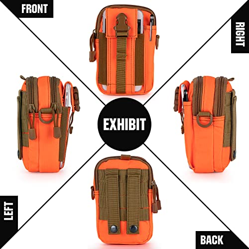 Tactical Molle Phone Pouch Nylon Multi-Purpose EDC Pouch Utility Waist Bag Tool Holster with Shoulder Strap for 4.7"-6.7" Smartphone - color: Orange