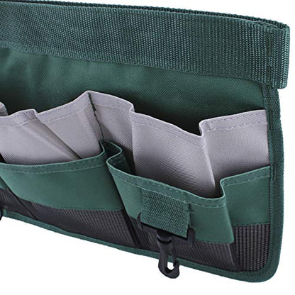 Gardening Tool Waist Bag Belt Heavy Duty Oxford Tool Apron with 7 Pockets of Different Sizes and Depth (Green) - color: Green