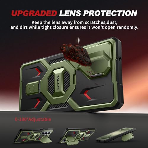 TONGATE Magnetic Stand for Samsung Galaxy S26 Ultra Case, Compatible with Magsafe, [Camera Cover & 2 Front Frames][Military Drop Protection] S26 Ultra Case Built-in Screen Protector & Belt Clip, Olive - color: Olive Green
