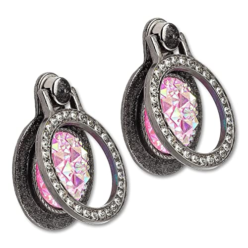 [2 Packs] Gemstones Glitter Bling Bling Phone Ring Holder, Sparkle Phone Ring Grip Artificial Diamond Stand,Rhinestone Cell Finger Ring for Phones,Pad
