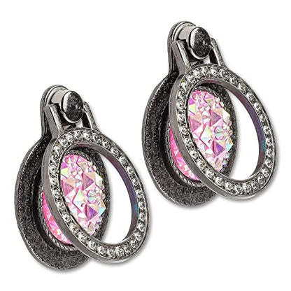 [2 Packs] Gemstones Glitter Bling Bling Phone Ring Holder, Sparkle Phone Ring Grip Artificial Diamond Stand,Rhinestone Cell Finger Ring for Phones,Pad