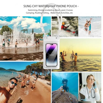 IPX8, 7.4Waterproof Phone Pouch, Universal Fit(iPhone 16 15 14 13 Plus Pro, 12 11 Pro, XR X 8 7 6S Plus SE, Galaxy S25 S24 S23 S20 Series Pixel, Lanyard Included (White) 1pack - color: White