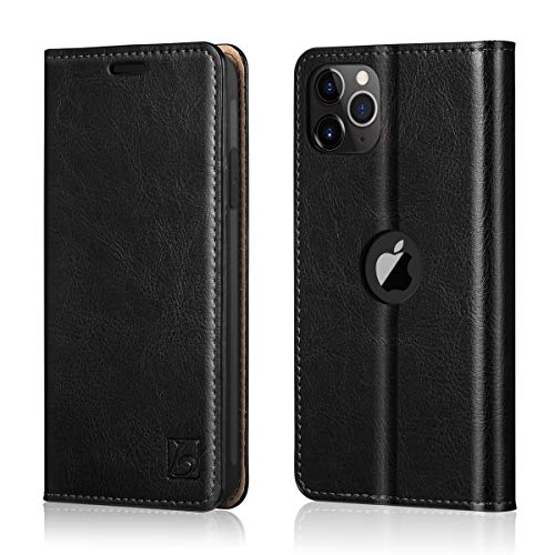 Belemay Compatible with iPhone 11 Pro Max Wallet Case, Genuine Cowhide Leather Case [RFID Blocking] Card Holder Slots Folio Flip Cover Kickstand(6.5"), Black - color: Black, size: iPhone 11 Pro Max
