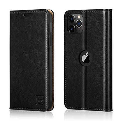 Belemay Compatible with iPhone 11 Pro Max Wallet Case, Genuine Cowhide Leather Case [RFID Blocking] Card Holder Slots Folio Flip Cover Kickstand(6.5"), Black - color: Black, size: iPhone 11 Pro Max