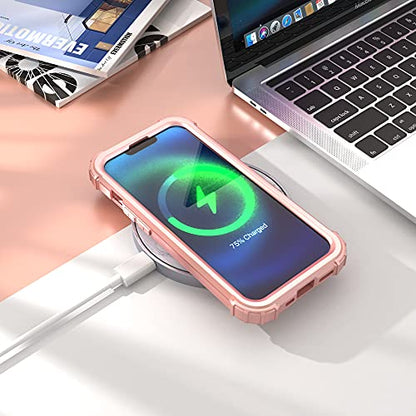 IDweel for iPhone 15 Case with Screen Protector for Women, 3 in 1 Shockproof Slim Fit Hybrid Heavy Duty Hard PC Cover Soft Silicone Bumper Full Body Case,Rose Gold - color: Rose Gold