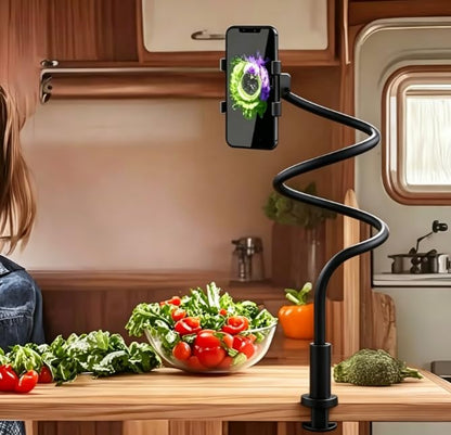360° Rotating Tablet Phone Holder Spiral Base Lazy Mobile Phone Tablet Bedside Stand Bed Lazy Stand,2.6Ft（Black）