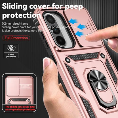 for Samsung Galaxy A36 5G Case with Slide Camera Cover HD Screen Protector [Military Grade 16ft. Drop Tested] Magnetic Ring Holder Kickstand Protective Phone Case for Galaxy A36 5G 2025, Rose Gold - color: Rose Gold w/ Slide Camera 2nd gen. Military Grade