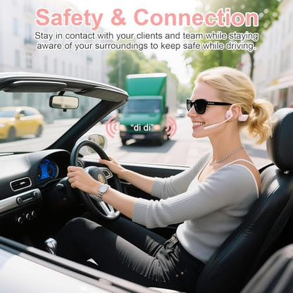 Open Ear Headphones, Trucker Bluetooth Headset with Upgraded Microphone - color: Pink