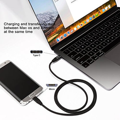 Fasgear USB C to Micro USB Cable, Black, 1ft - color: Black, size: 1ft