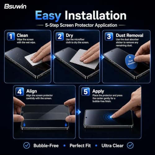 2 Pack Privacy Screen Protector for Samsung Galaxy S26+ | |Anti-Spy Tempered Glass with Fingerprint Unlock Support, Anti-Scratch, 9H Hardness & Easy Installation