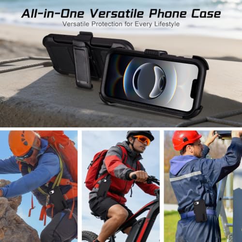for Defender Phone Case iPhone 17e Case with Belt Clip Holster Kickstand | Heavy Duty Rugged Protective Phone Case, Dual Layer Shockproof Cover - color: Black