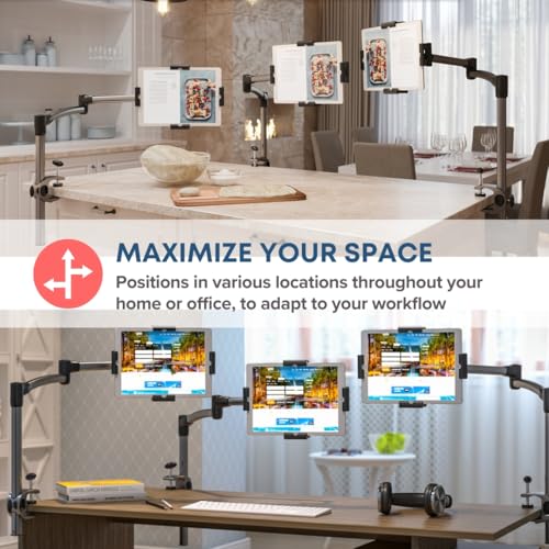 LEVO G2 Clamp-On Tablet Stand, Articulating iPad & Kindle Mount for Desk