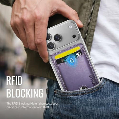 MagSafe Wallet, Magnetic RFID Blocking Card Holder & Cash Pocket, Compatible with Magsafe Phones and Cases for iPhone 17/16/15/14/13/12/Plus/Air/Pro/Pro Max - color: Purple