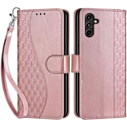 for Samsung Galaxy A15 5G Wallet case, Rose Gold | 3 Card Holders, Kickstand, Shockproof TPU Shell, PU Leather, Magnetic Closure, Protective Flip Folio Cover, Women - color: 5