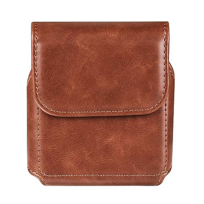 Galaxy Z Flip Leather Waist Bag Brown, Mens Leather Mobile Phone Carrying Case with Belt Clip Holder Handbag Compatible with Samsung Galaxy Z Flip 8/7/6/5/4/3 5G SM-F700/F707/F711, Moto RAZR 5G - color: Brown