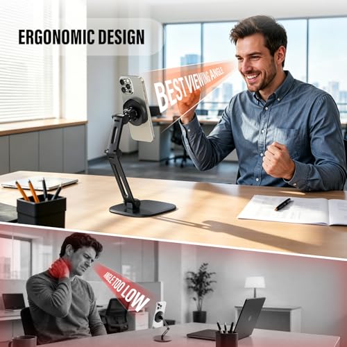 APPS2Car Magnetic Phone Stand for MagSafe, Adjustable Phone Holder for Desk - color: Black - Magnetic Phone Stand