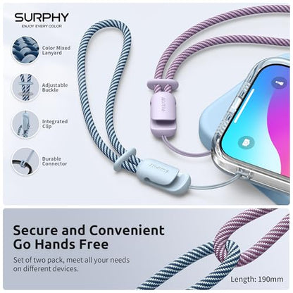 SURPHY 2 Pack Phone Lanyard, Phone Wrist Strap for Case, Camera Wrist Strap - color: Lilac & Cloud Blue