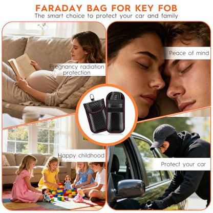 Faraday Pouch for Key Fob, RFID Signal Blocking Pouch, 2 Pack | Dual-layer shielding blocks key fob signals to prevent relay attacks. Protects car keys from keyless theft at home or away - size: Small Size (3.23 x 5.12 inches)