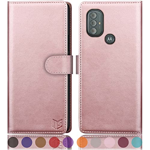 SUANPOT for Motorola（Moto G Power 2022） Wallet case 【RFID Blocking】 Credit Card Holder, Flip Folio Book PU Leather Phone case Shockproof Cover for Women Men Power2022 Rose Gold - color: Rose Gold