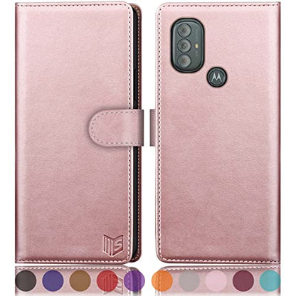 SUANPOT for Motorola（Moto G Power 2022） Wallet case 【RFID Blocking】 Credit Card Holder, Flip Folio Book PU Leather Phone case Shockproof Cover for Women Men Power2022 Rose Gold - color: Rose Gold