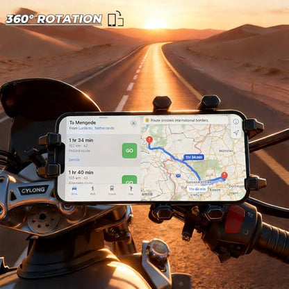 Motorcycle Phone Mount Holder, 8-Claw Anti-Shake Bike Phone Mount with Vibration Dampener,Fits 5.5-8.0" Phones for Motorcycle, Bicycle, Scooter, ATV