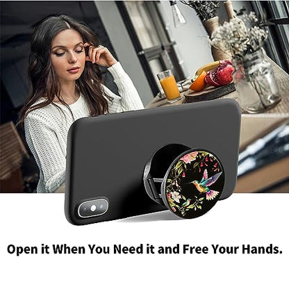 2 Pack Cell Phone Grip with Expanding Kickstand, Flower Hummingbird - color: Flower Hummingbird