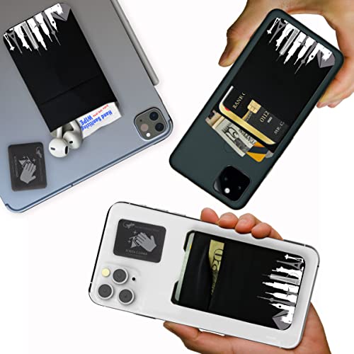 Gecko Travel Tech Double Pocket - Adhesive Card Holder - Cell Phone Pouch - Stick on Spandex Pocket - Carry Credit Cards and Cash (Cityscape) - color: CITYSCAPE