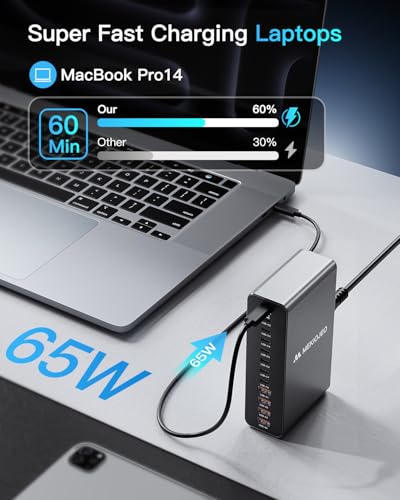 12 Ports Aluminum Alloy MEKIOJEO 380W Charging Station USB C Charger Block - color: Gray
