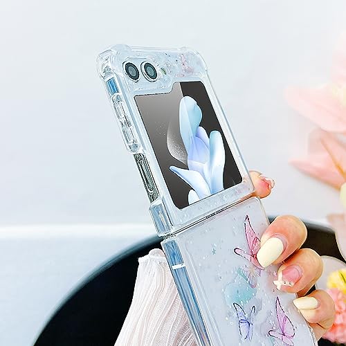 Compatible with Samsung Galaxy Z Flip 5 Case Clear Butterfly Women | Soft TPU Stars Sparkle Glitter Anti-Scratch Shockproof Protective Cover - color: TPU\Butterfly Pink, size: Samsung Galaxy Z Flip 5