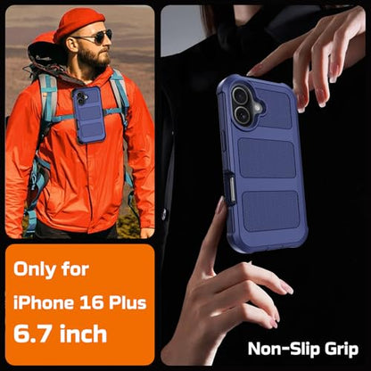 Wedall for iPhone 16 Plus Case with Belt Clip Holster,Anti-Drop Shockproof Bumper Phone Cases with 2X Screen Protectors & Kickstand,Rugged Heavy Duty Military Grade Protective Defender Cover (Blue) - color: Blue