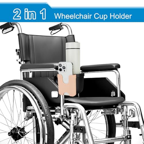 Accmor Wheelchair Cup Holder with Phone Holder, ﻿Universal 360° Rotatable Walker Cup Holder Rollator Scooter Accessory - color: Lotus Pink