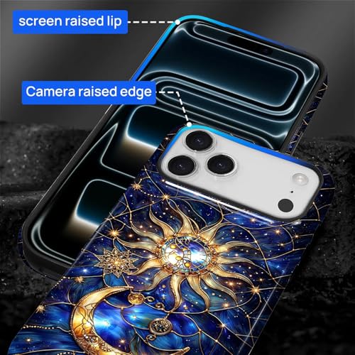 Case Compatible with iPhone 17 Pro Max, Cute Dual Layer Hybrid Phone Cover, Military Grade Drop Protection, Aesthetic Shockproof Phone Case for Women Girls, Galaxy Sun Moon - color: Galaxy Sun Moon, size: Iphone 17 Pro Max