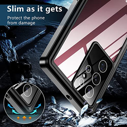 SPIDERCASE Designed for Samsung Galaxy S22 Ultra Case 6.8", Purple/Clear | [IP68 Waterproof] [Built-in Screen Protector] Full Sealed Protection Heavy Duty Shockproof Case - color: Purple