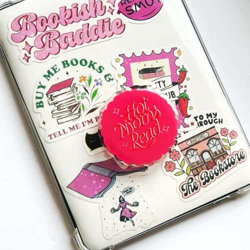Hot Moms Read Kindle Grip,Collapsible Stand Holder for Phone eReaders, Accessories Charms for Kindle, Phone Grip,Book Lover Gifts - color: Hot Moms Read