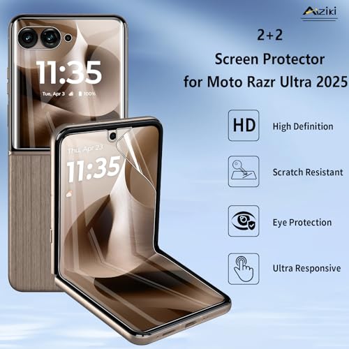 Hydrogel film for Motorola Razr Ultra 2025/2026 Screen Protector, Flexible TPU, [2 Main Screen +2 Front Screen], Bubble Free Screen Protector for Moto Razr Ultra 2025, Clear - size: Moto Razr Ultra