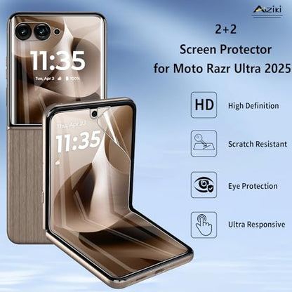 Hydrogel film for Motorola Razr Ultra 2025/2026 Screen Protector, Flexible TPU, [2 Main Screen +2 Front Screen], Bubble Free Screen Protector for Moto Razr Ultra 2025, Clear - size: Moto Razr Ultra