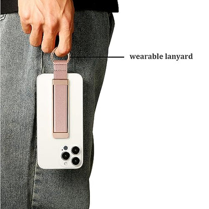 Phone Grip，Love Handle Phone Grip，Phone Grips for Back of Phone，Phone Finger Holder，Phone Accessories Grip，Phone Kickstand，Phone Loop Strap with Most Smartphones (Frosted Rose Gold) - color: Frosted Rose Gold