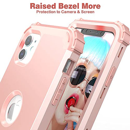 IDweel for iPhone 11 Case with Screen Protector(Tempered Glass), Hybrid 3 in 1 Shockproof Slim Fit Heavy Duty Protection Hard PC Cover Soft Silicone Bumper Full Body Case,Rose Gold - color: Rose Gold