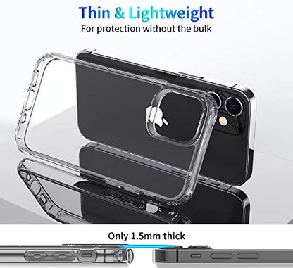 DEERLAMN Clear Case for iPhone 12/iPhone 12 Pro 6.1-Inch, Military Grade Drop Protection Anti-Scratch Transparent Ultra Slim Non-Yellowing Shockproof Protective Phone Cover - size: iPhone 12/12 Pro 6.1-Inch