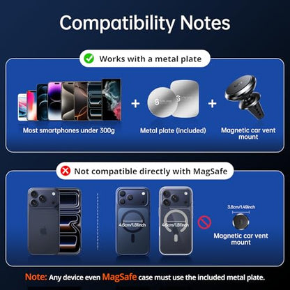 SYNCWIRE Magnetic Phone Holder for Car, 360° Rotatable Super Strong Magnets Air Vent Cell Phone Car Mount Compatible with iPhone, Android, Samsung