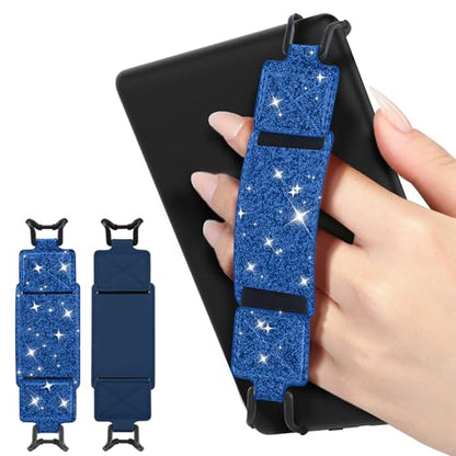 MoKo 2 Pack Hand Strap for 6-8" Kindle eReaders Tablets, Indigo+Shiny Blue - color: Indigo+Glitter Deep Blue