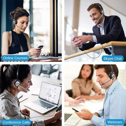 Wantek Cell Phone Headset with Microphone Noise Cancelling for Laptops, PC,3.5mm Jack,Volume Control,Wired Computer Headsets for Zoom Skype,for Office,Business, Call Center, Clear Chat（Dark Black） - color: dark black