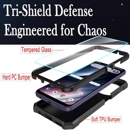 DpS for Cricket Icon Plus 2026/AT&T Verge 2 Case 3-in-1, Icon Plus 2026/Verge 2 with Screen Protector, Dual-Layer Full Body Protection,Hard PC Bumper&Silicone Back Military Grade Cover. (Black) - color: Black